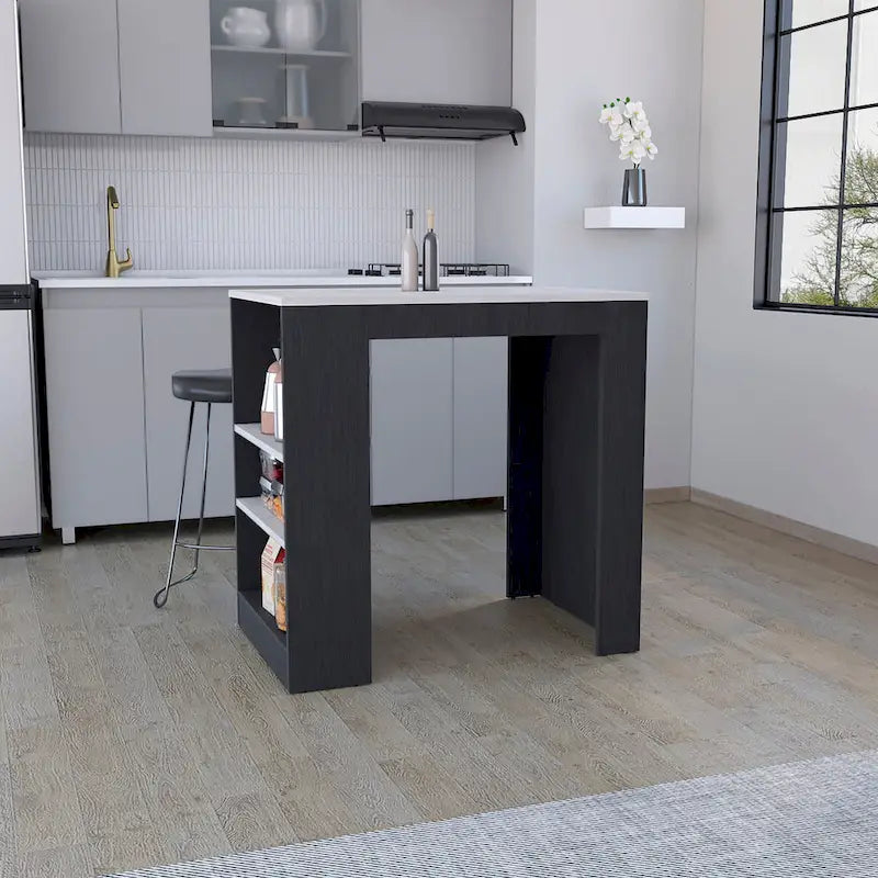 Îlot de cuisine avec 3 étagères latérales