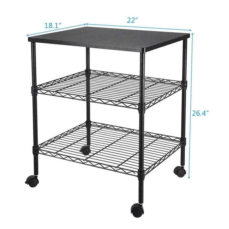 Chariot de rangement roulant à 3 niveaux pour imprimante