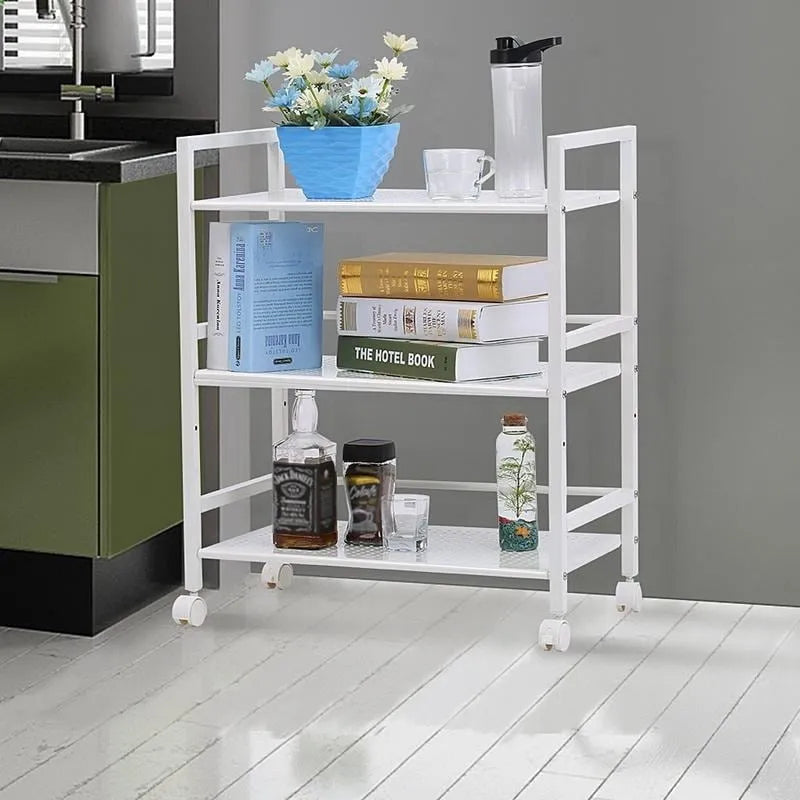 Chariot de rangement roulant à 3 niveaux avec roulettes pour la cuisine et la salle de bain