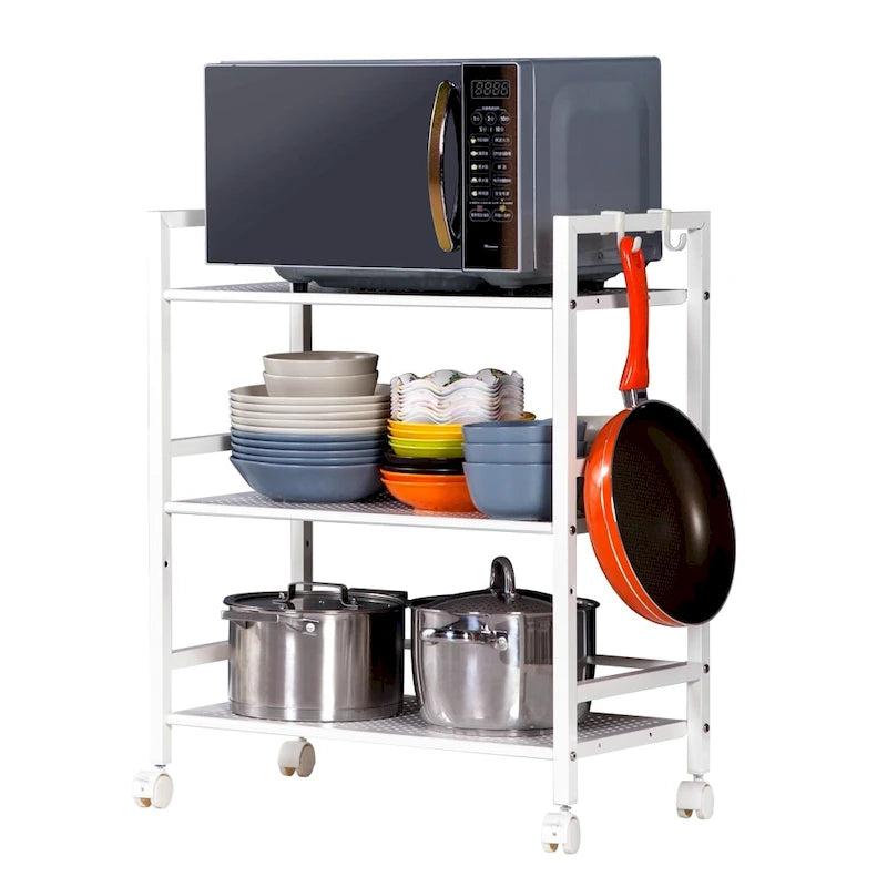 Chariot de rangement roulant à 3 niveaux avec roulettes pour la cuisine et la salle de bain