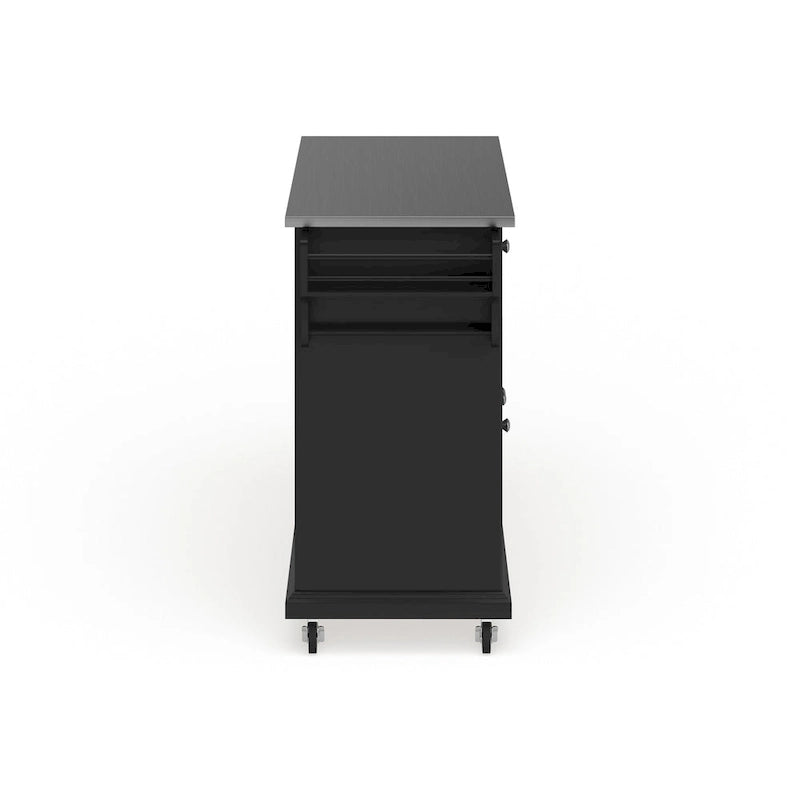 Îlot de cuisine mobile pleine grandeur en acier inoxydable au fini noir