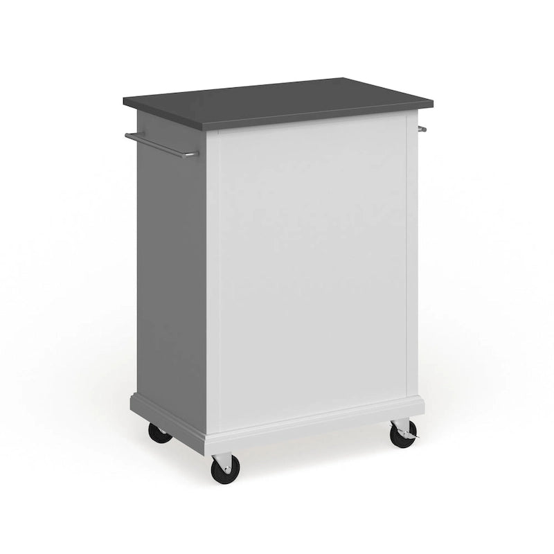 Desserte de cuisine portative compacte en bois blanc avec dessus en acier inoxydable