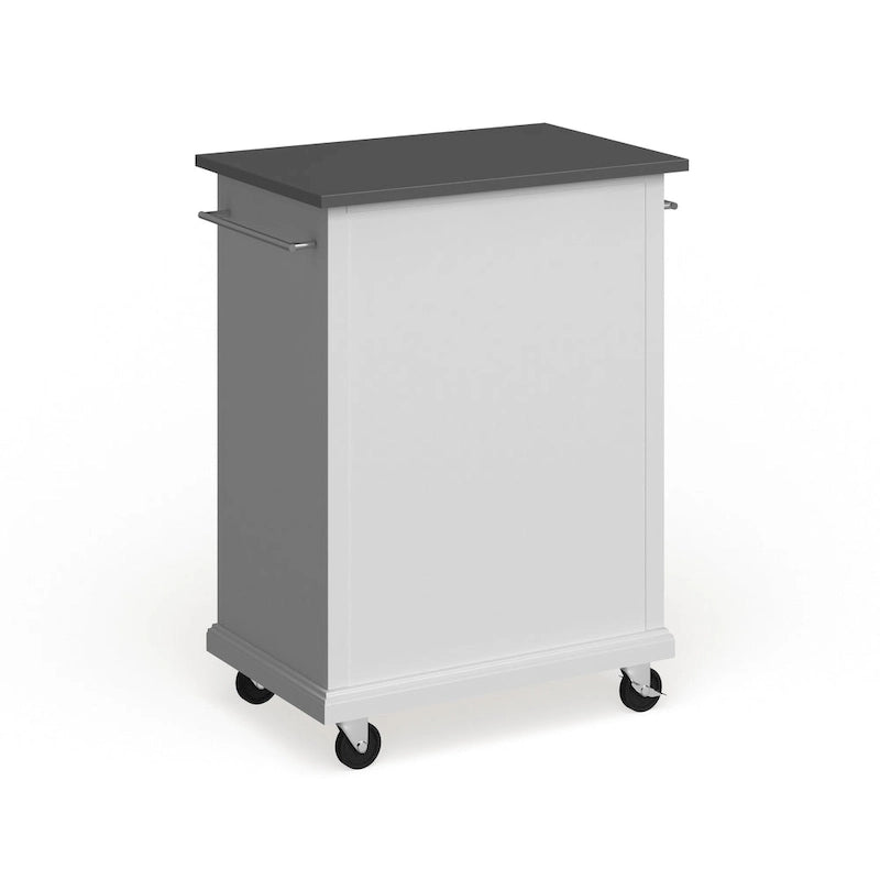 Desserte de cuisine portative compacte en bois blanc avec dessus en acier inoxydable