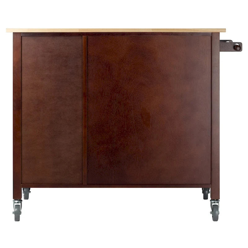 Desserte de cuisine avec abattant, noyer et naturel, 42,72 x 18,9 x 35,43 pouces