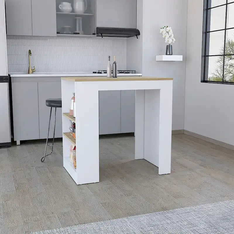 Kitchen Island with 3-Side Shelves for Dining Room.