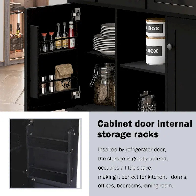 Îlot de Cuisine Roulant avec 5 Roues, Meuble de Rangement et 3 Tiroirs