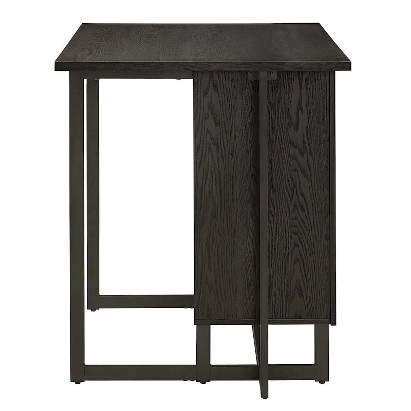 Îlot de cuisine noir à 2 portes avec prises de courant et ports USB