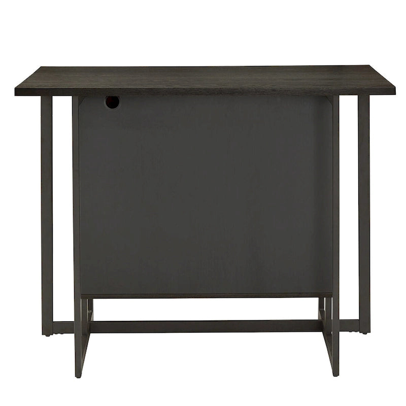 Îlot de cuisine noir à 2 portes avec prises de courant et ports USB