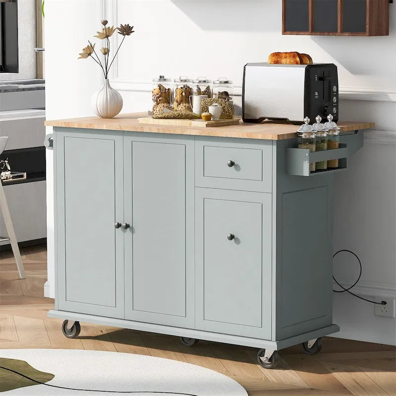 Dessert roulante de cuisine de 137 cm avec abattant en bois