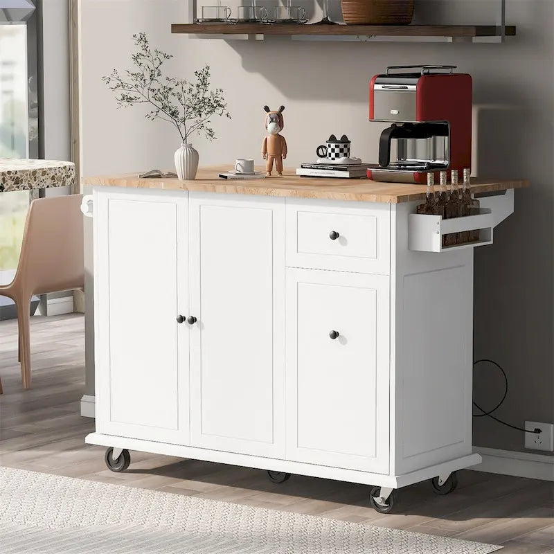 Merax 53.9 Width Rolling Kitchen Cart on Wheels with Drop Leaf
