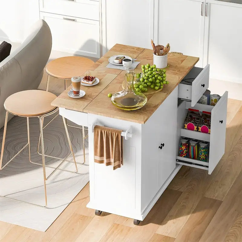 Dessert roulante de cuisine de 137 cm avec abattant en bois