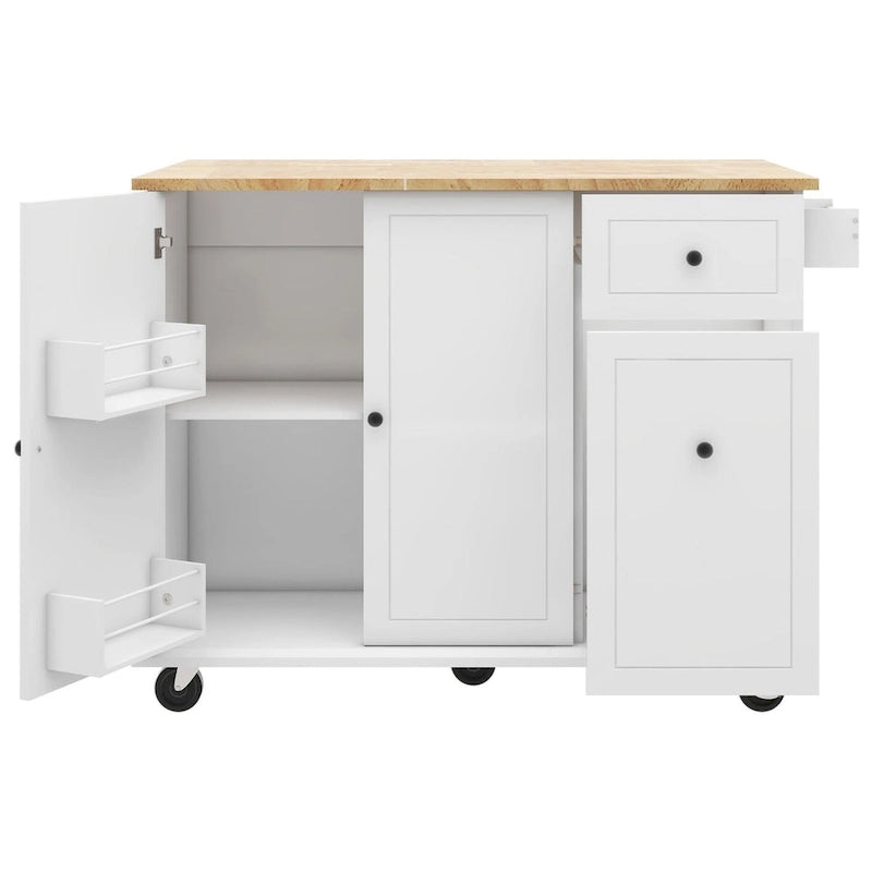 Dessert roulante de cuisine de 137 cm avec abattant en bois