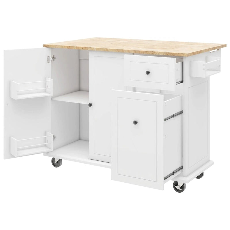 Dessert roulante de cuisine de 137 cm avec abattant en bois