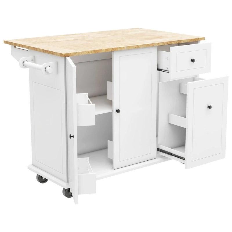 Dessert roulante de cuisine de 137 cm avec abattant en bois