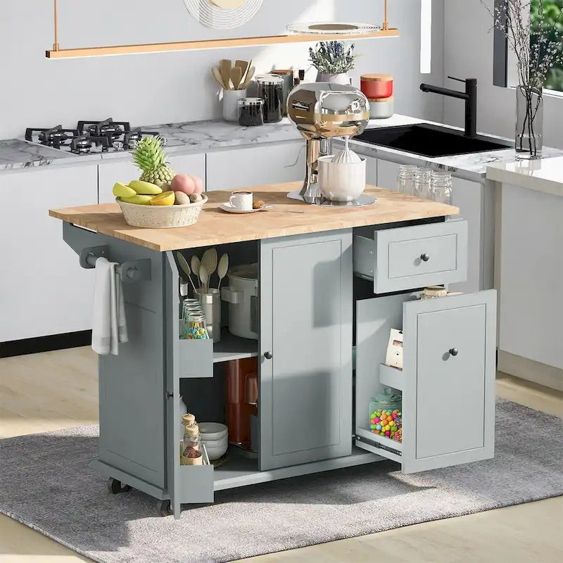 Dessert roulante de cuisine de 137 cm avec abattant en bois