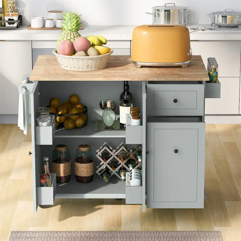 Dessert roulante de cuisine de 137 cm avec abattant en bois