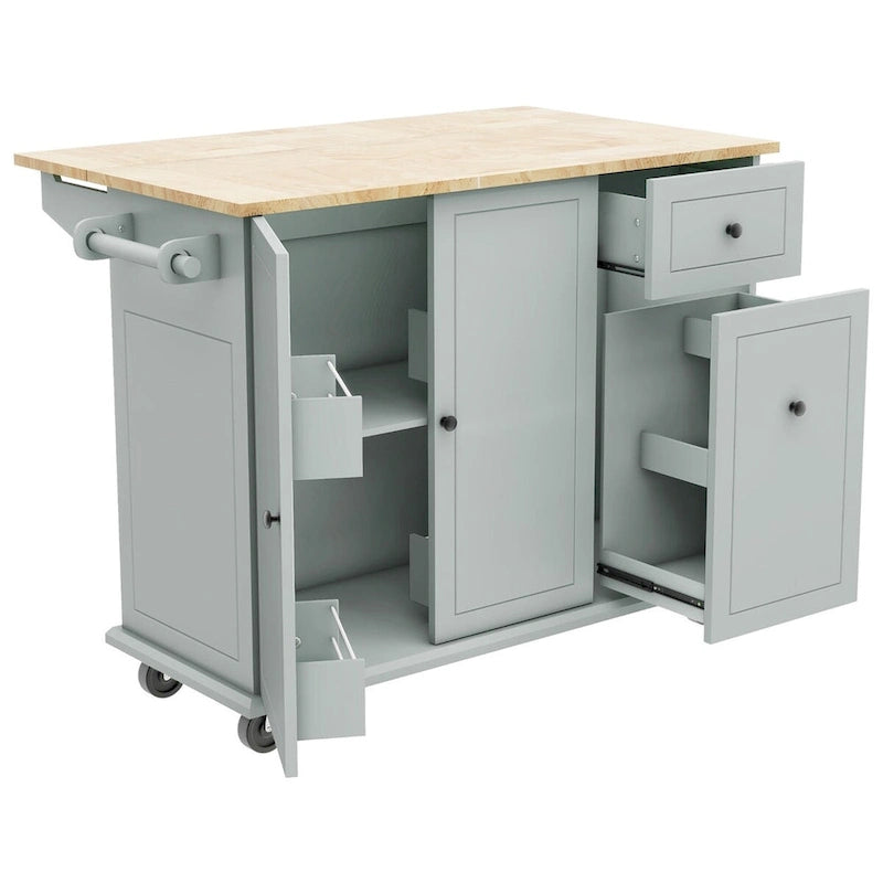 Dessert roulante de cuisine de 137 cm avec abattant en bois