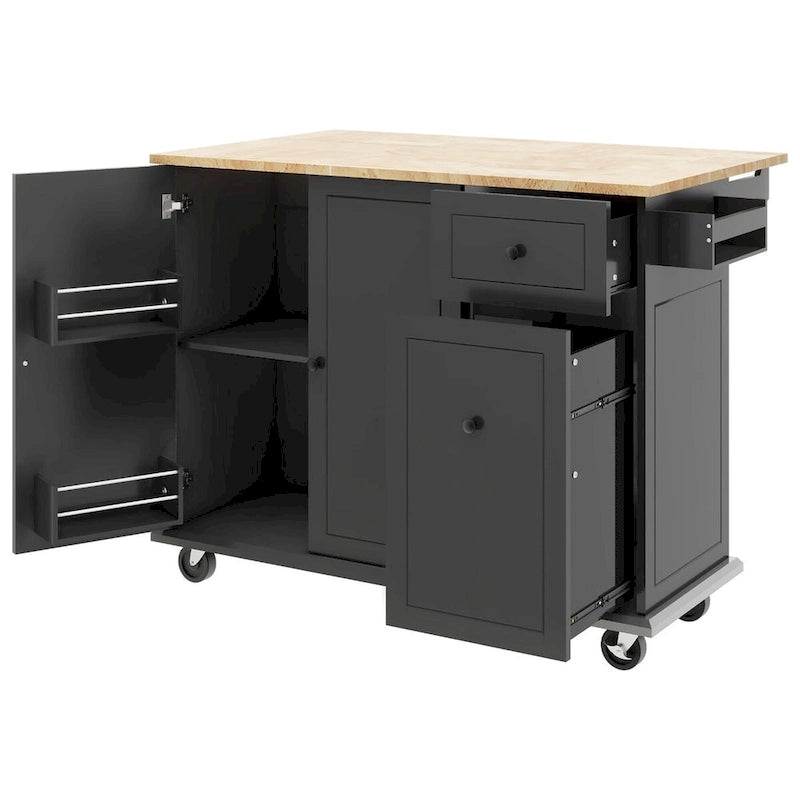 Dessert roulante de cuisine de 137 cm avec abattant en bois