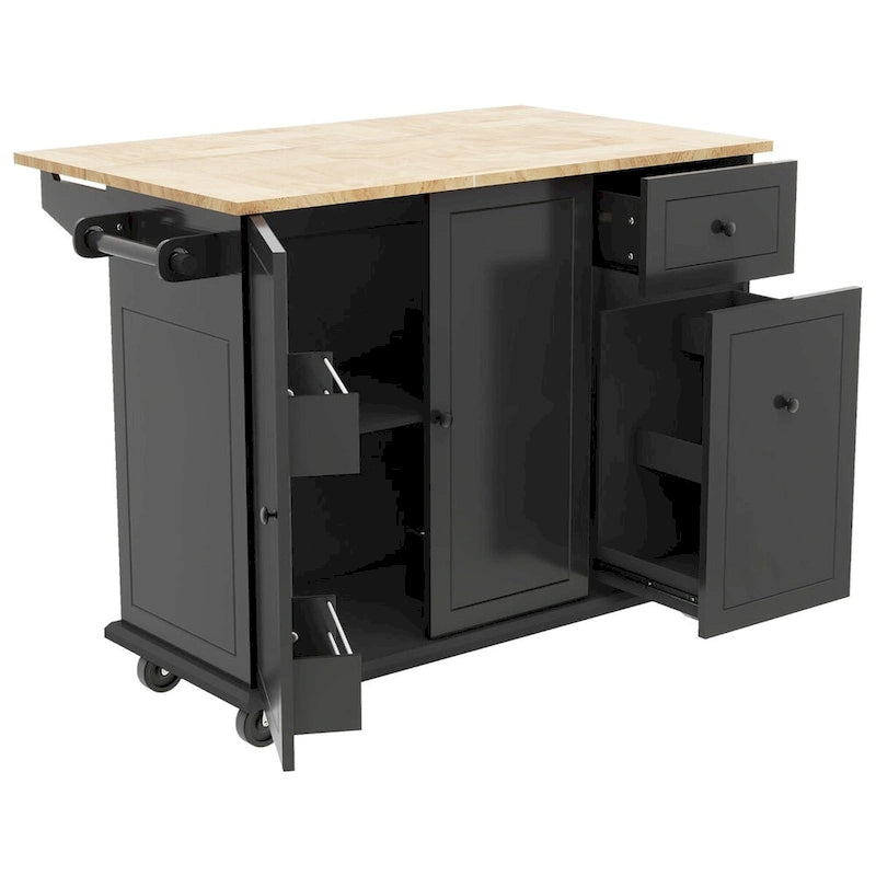 Dessert roulante de cuisine de 137 cm avec abattant en bois