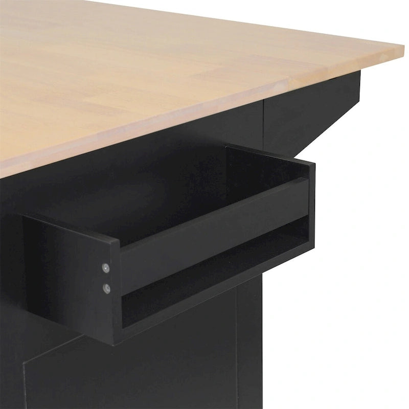 Dessert roulante de cuisine de 137 cm avec abattant en bois