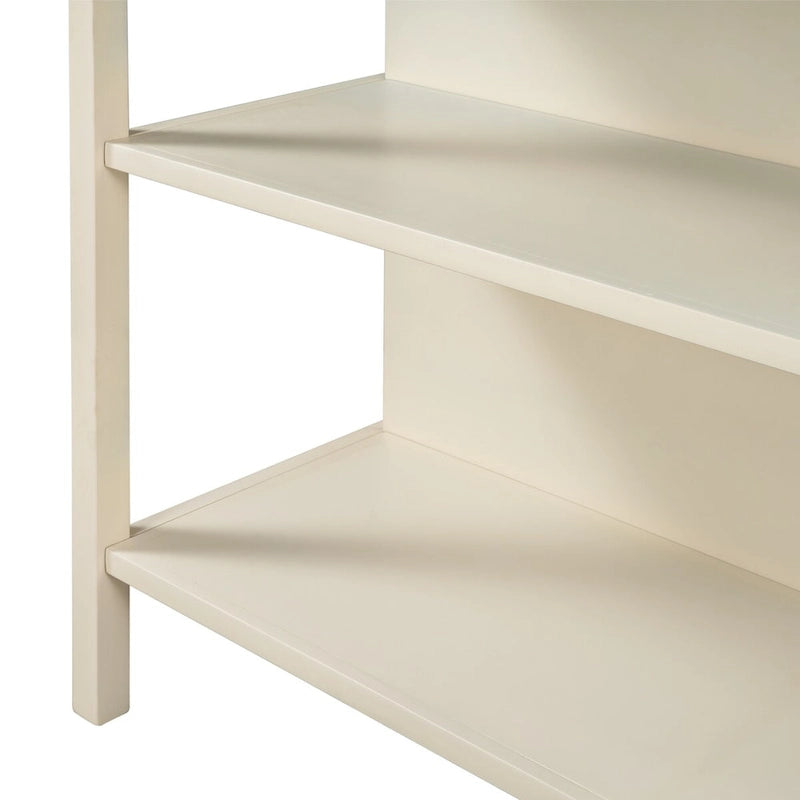 Îlot de cuisine rustique fixe en bois massif avec étagères ouvertes