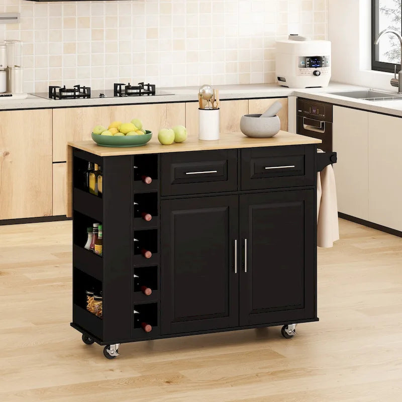 Desserte de cuisine avec porte-épices, porte-serviettes et porte-bouteilles