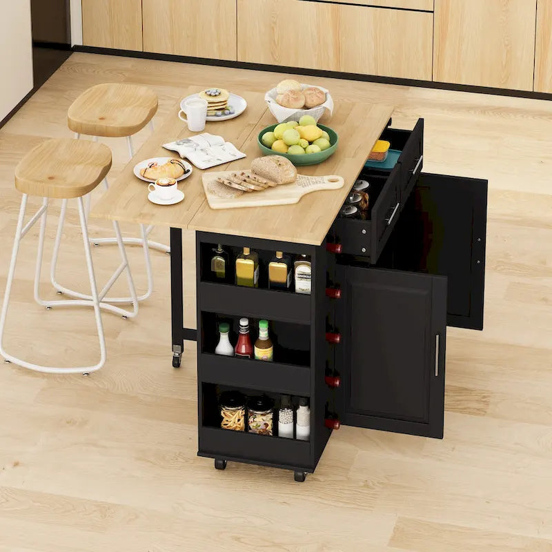 Desserte de cuisine avec porte-épices, porte-serviettes et porte-bouteilles