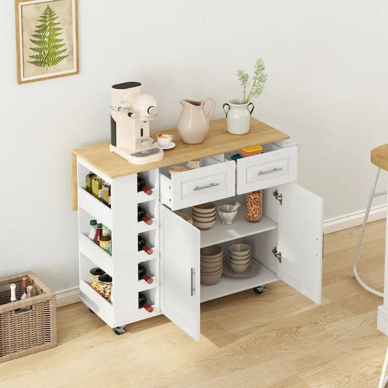 Desserte de cuisine avec porte-épices, porte-serviettes et porte-bouteilles