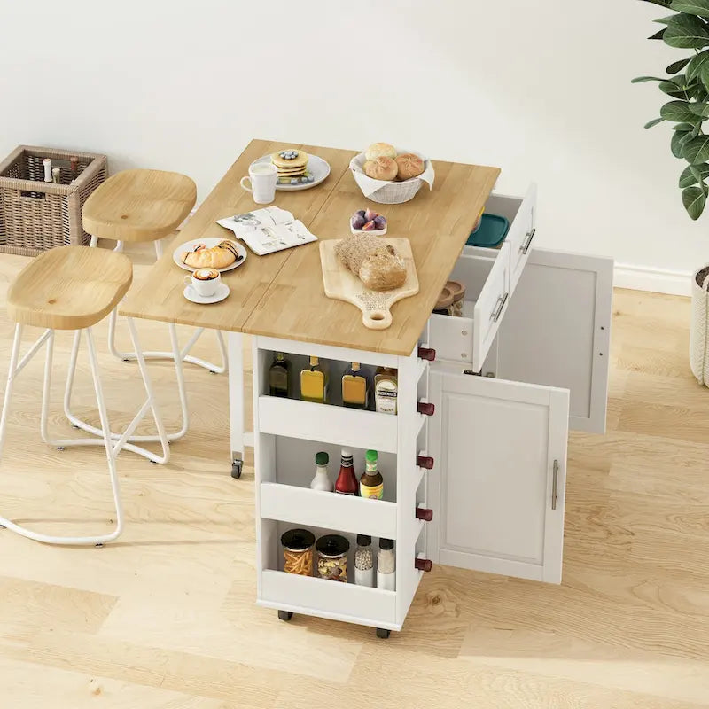 Desserte de cuisine avec porte-épices, porte-serviettes et porte-bouteilles