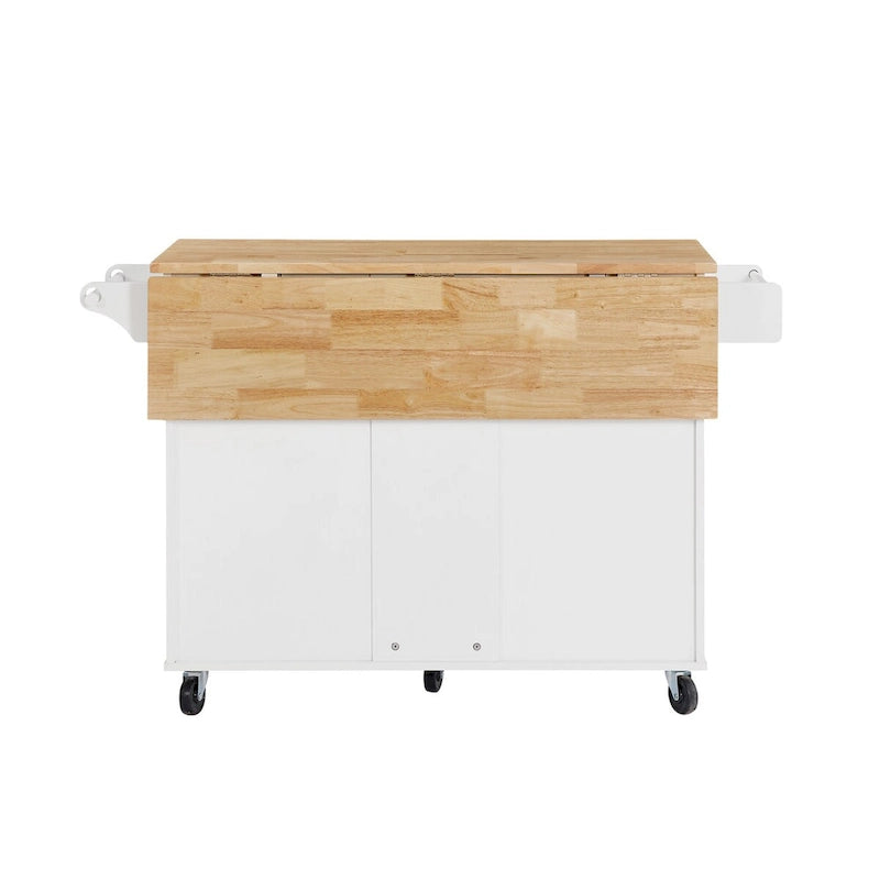Dessertes de cuisine roulantes avec plan de travail à abattant et armoire de rangement