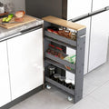 Rolling Kitchen Slim Storage Cart Mobile Shelving Organizer w/ Handle