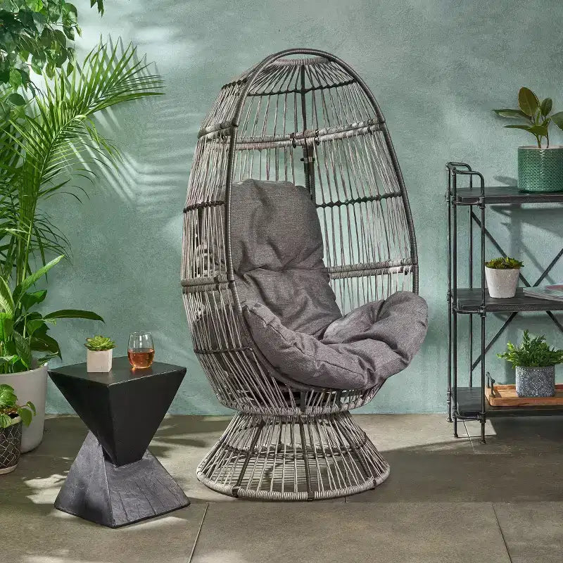 Pintan Wicker Swivel Egg Chair - Christopher Knight Home