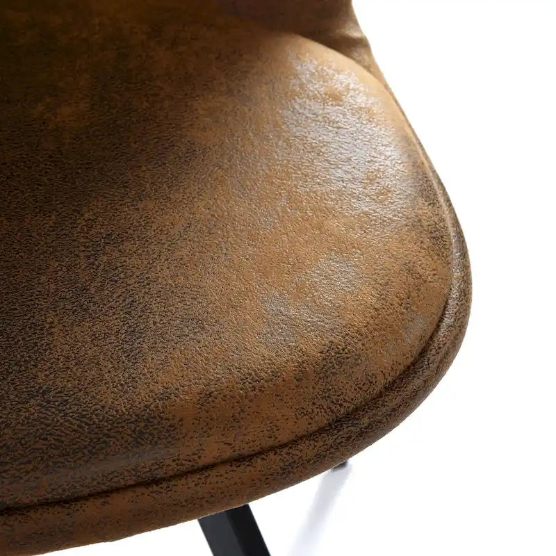 Dining Chair Set of 4 Suede Fabric Side Seating with Black Metal Legs