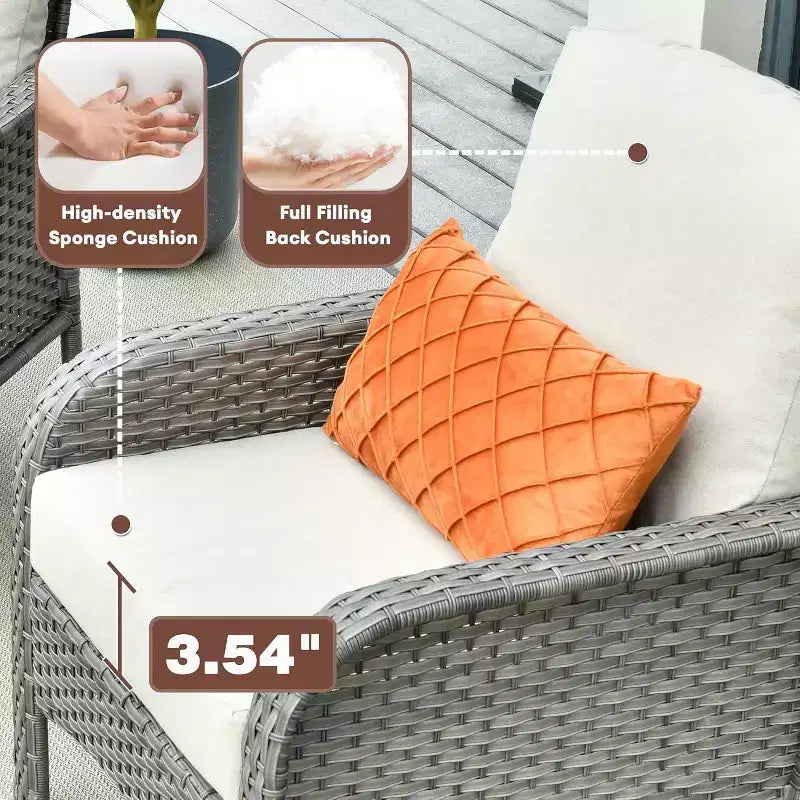HOMLUX Set of 2 Patio Wicker Chairs Set Outdoor All Weather High Back Rattan Chairs