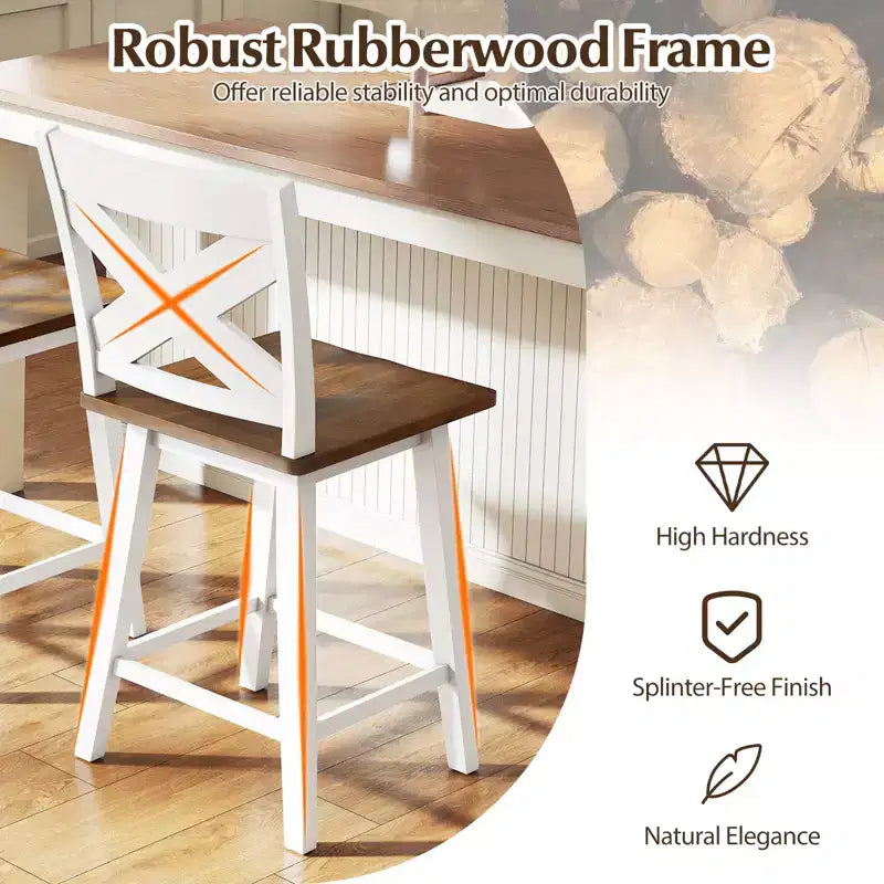 Costway 24 Swivel Barstools Set of 4 w/Backrest Large Seat Footrest for Kitchen Island