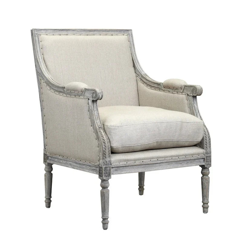 Burnham Home Designs Prentice Collection Off White Wood Arm Chair