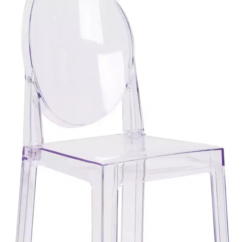 Emma and Oliver Ghost Barstool with Oval Back in Transparent Crystal
