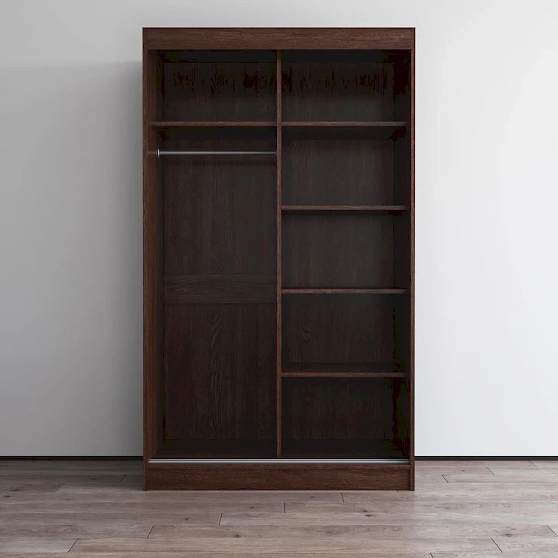 Mirrored 2-Door Wardrobe Armoire with High-Gloss Finish | 47 or 59 Wide
