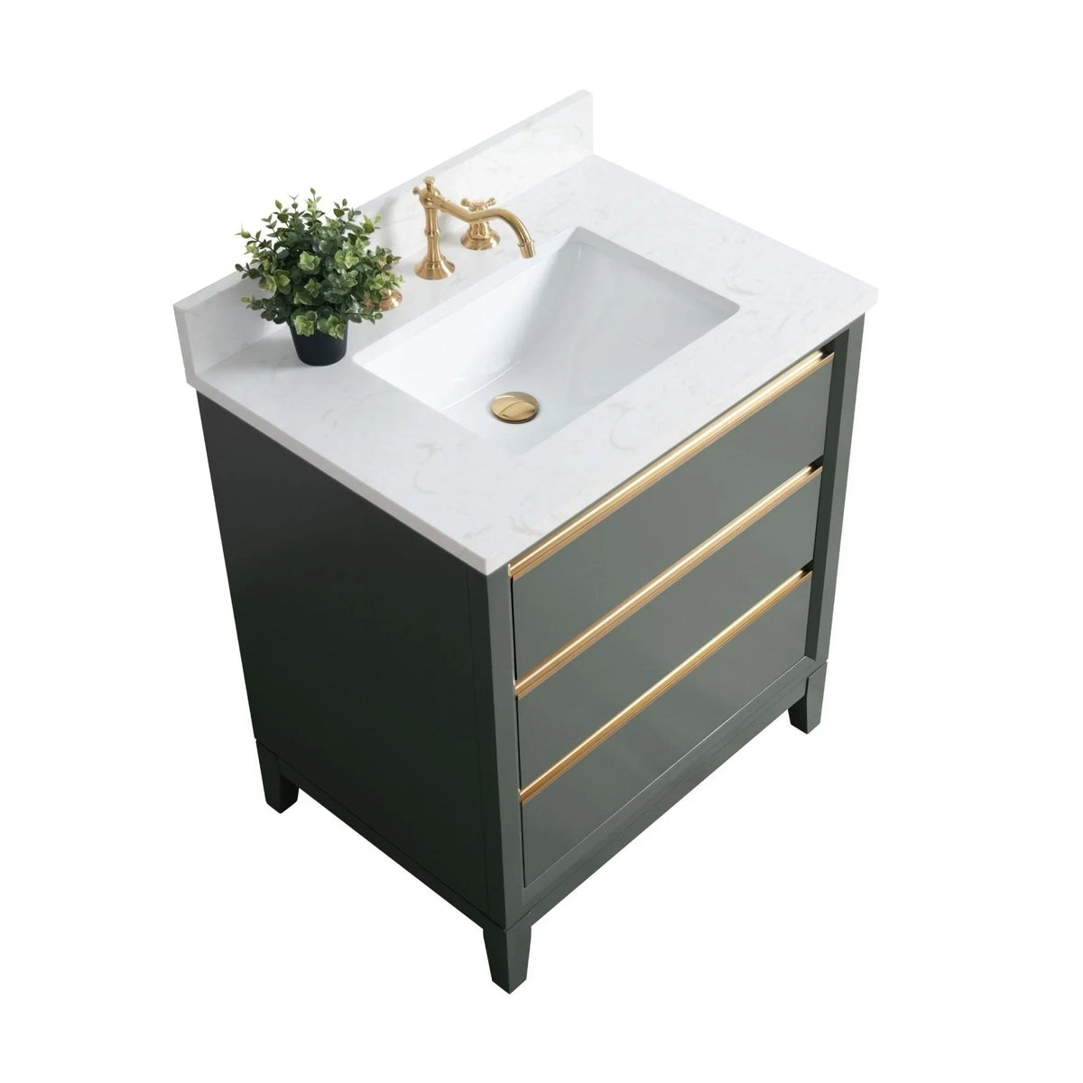 Vanity Art Bathroom Vanity with Ceramic Sink and Engineered Marble Top