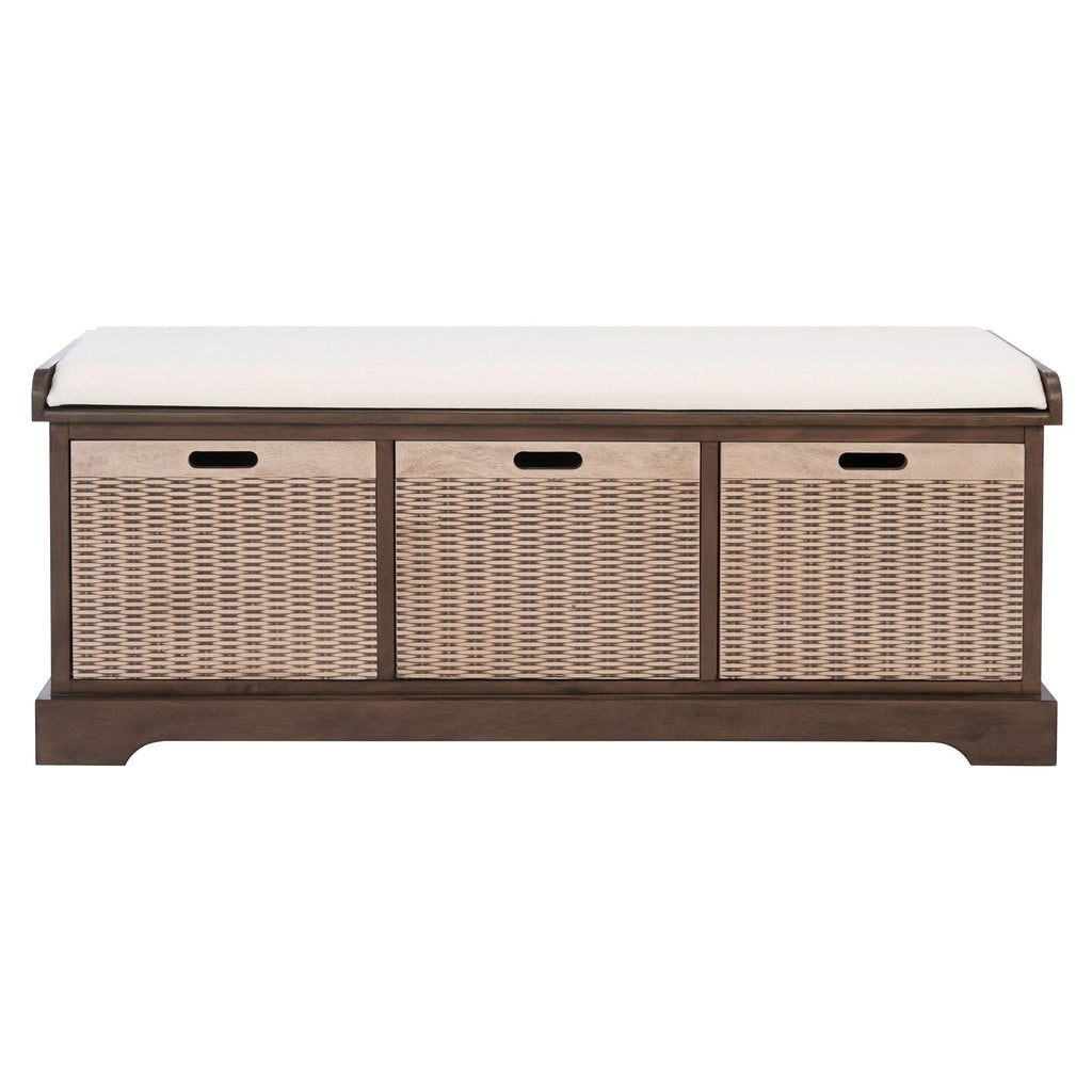 SAFAVIEH Fiorello 3-Drawer with Cushion Storage Bench - 47.3 W x 15 L x 19 H - 47Wx15Dx19H