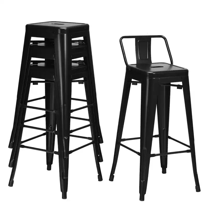Costway Set of 4 Metal Bar Stools 30 Bar Height Barstools Industrial W/ Low Back Steel