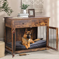 BOSSIN 44 Inch Large Dog Crate Furniture, Wooden Dog Kennel End Table with Storage Drawers, Decorative Pet Crates Dog House