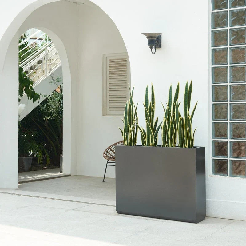 Metallic Heavy Planter for Outdoor Plants, 38Lx10Wx30H Inches Tall and Long Metal Divider Planter Box - 38x30x10