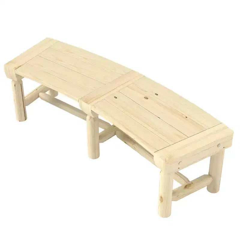 Outsunny Wooden Garden Bench, Semicircular Round Outdoor Tree Bench, Wrap Around Park Bench