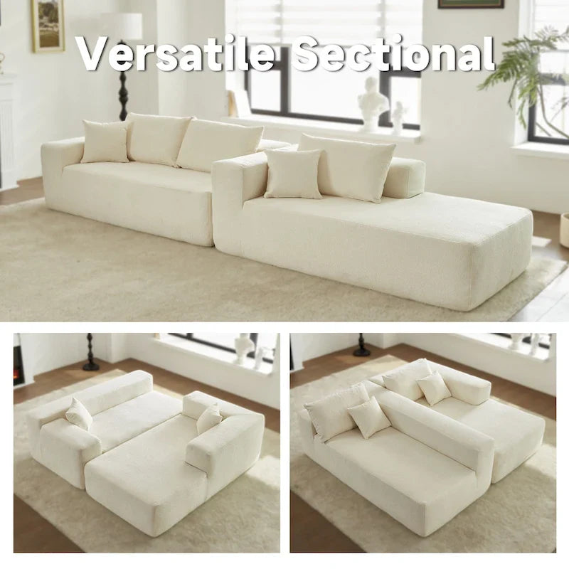 Modern Upholstery Chaise Sofa with Pillows for Living Room