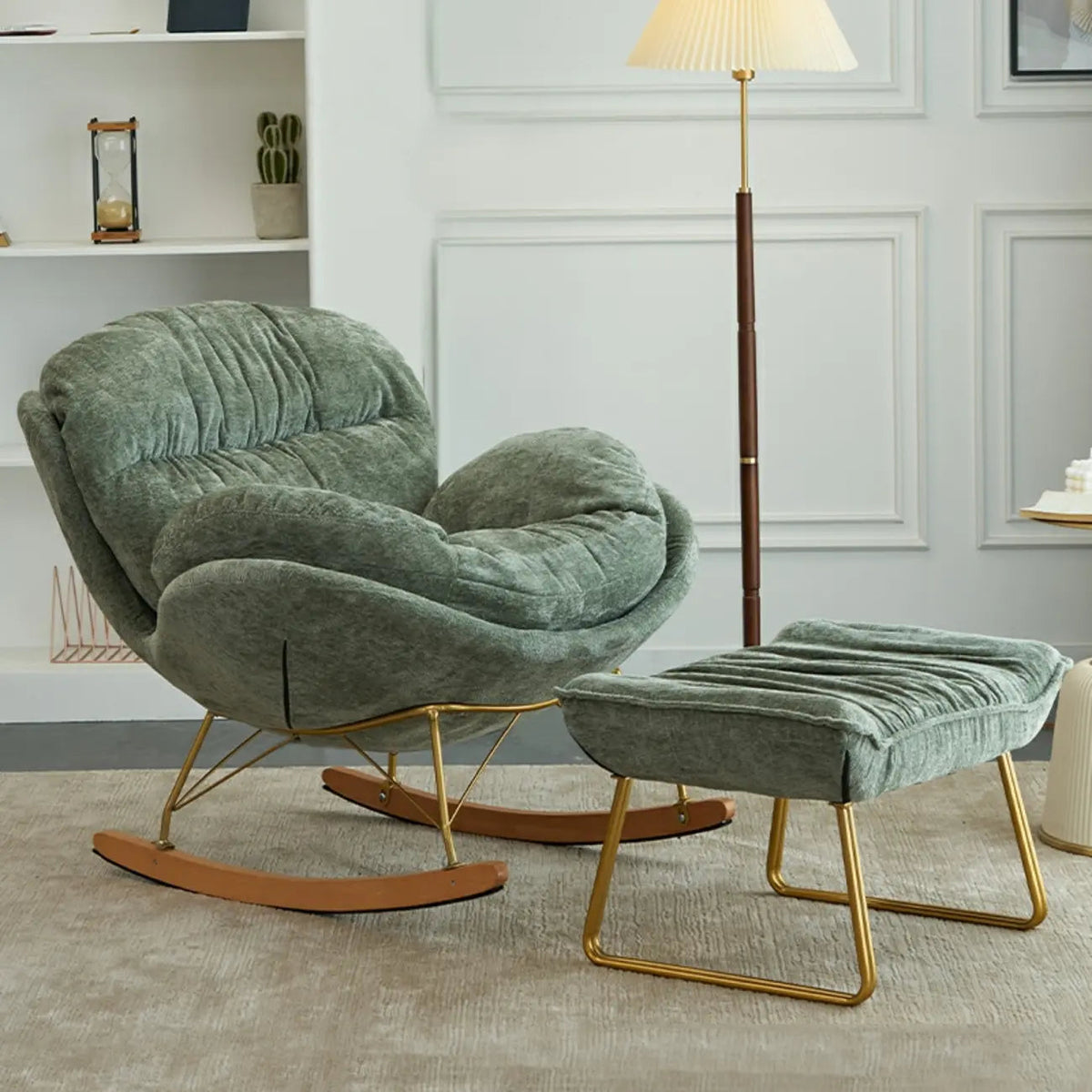 Modern Velvet Ergonomic Upholstered Rocking Chair for Nursery