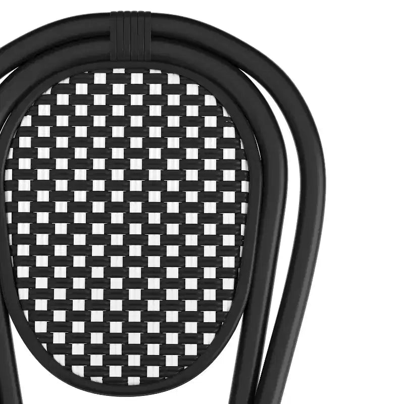 Flash Furniture Lourdes Indoor/Outdoor Commercial Thonet Bistro Stacking Chair, PE Rattan and Aluminum Frame