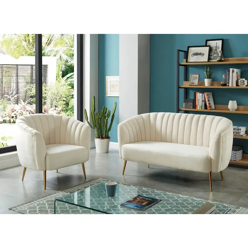 Albany Contemporary Velvet Microfiber Tufted Love Seat by Silver Orchid