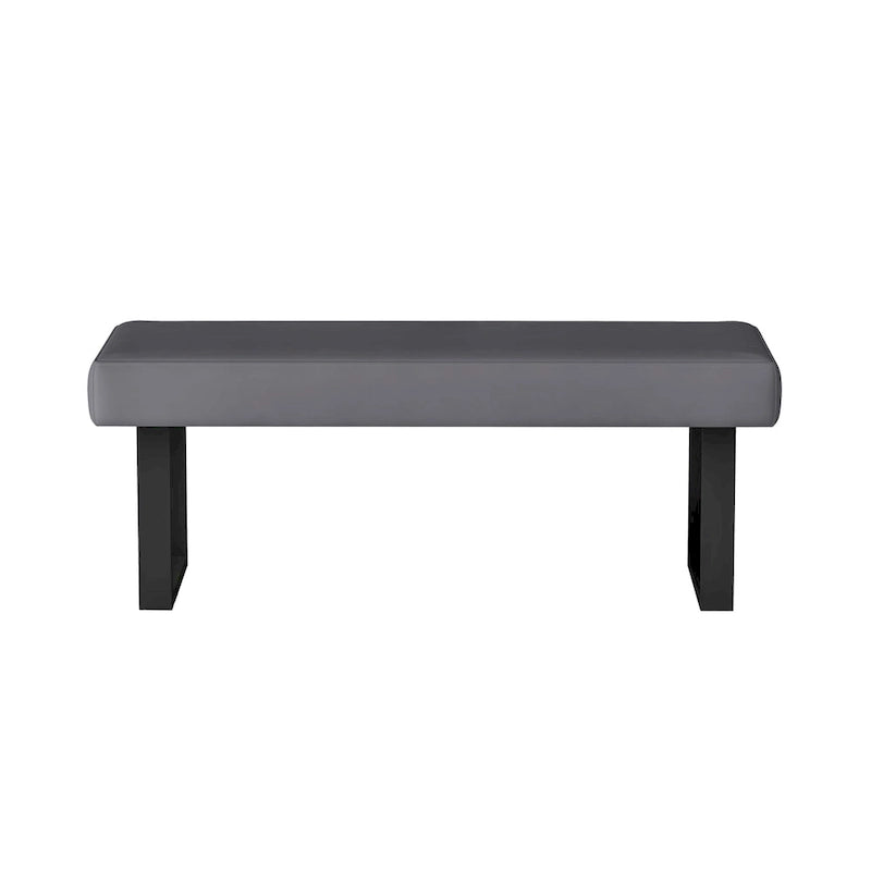 Somette Lillian 3-Piece Gloss Gray Dining Set with Dining Table, Nook and Bench