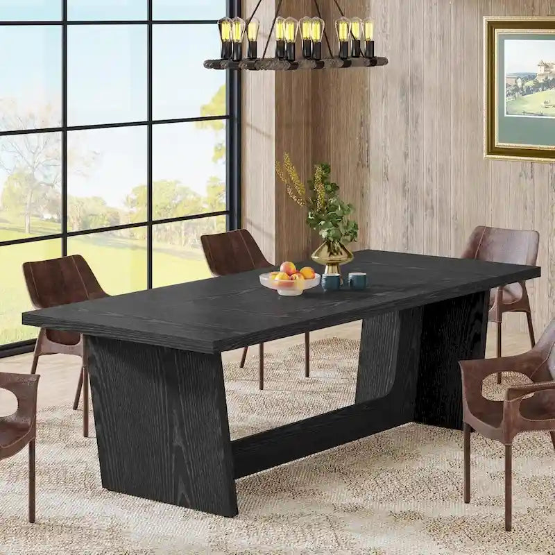 71 Inches Farmhouse Dining Room Table for 6-8 People with Solid Pedestal